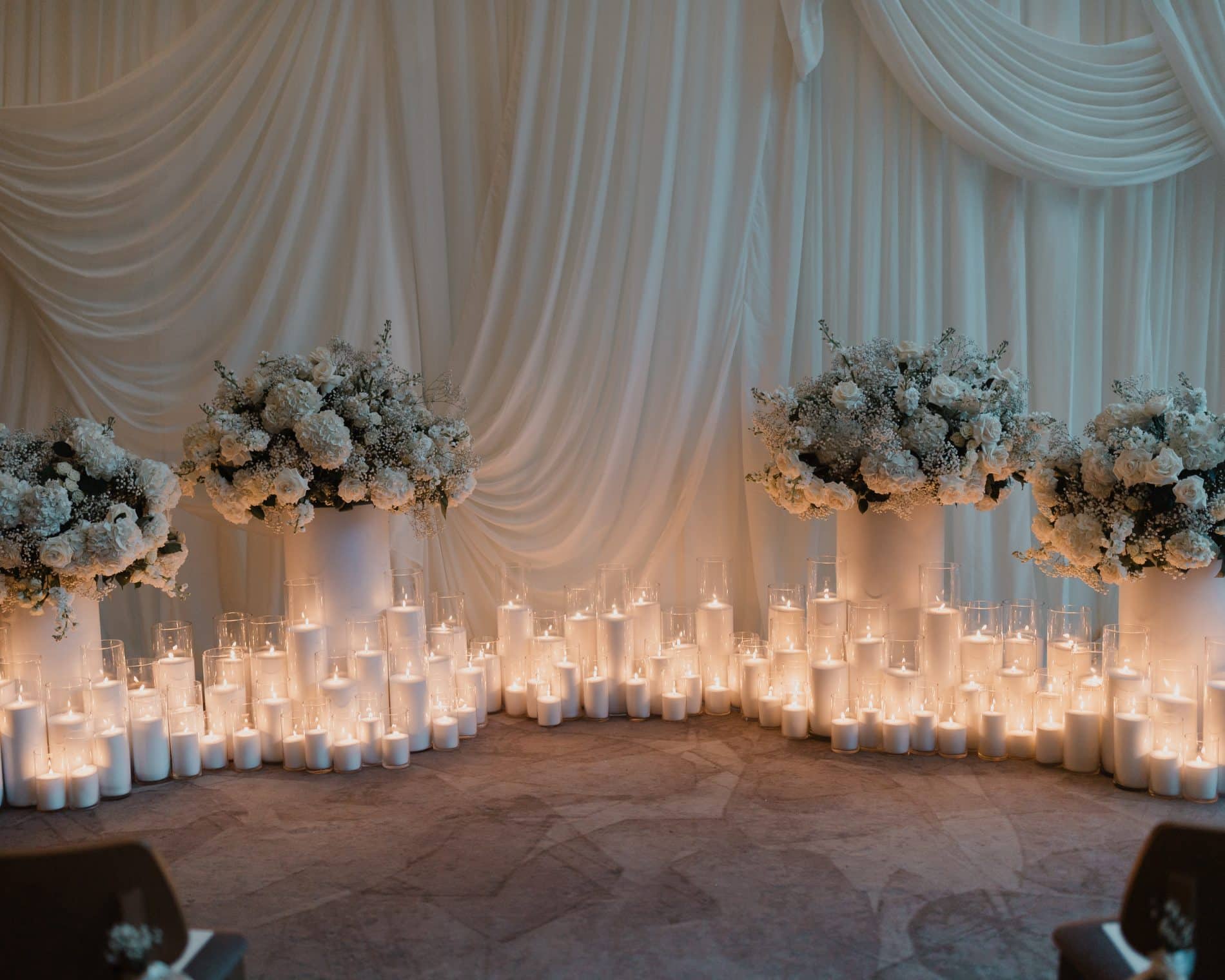 elegant candle centerpiece at Nashville wedding reception