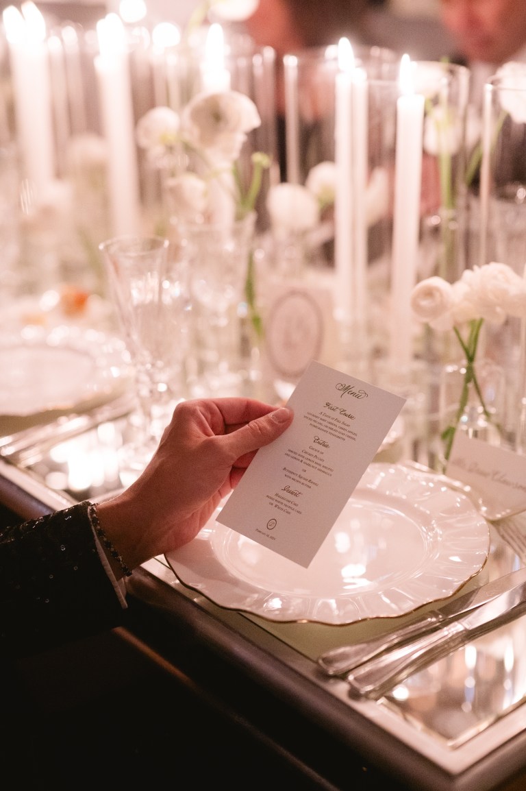 romantic candlelit tablescape for Nashville wedding reception